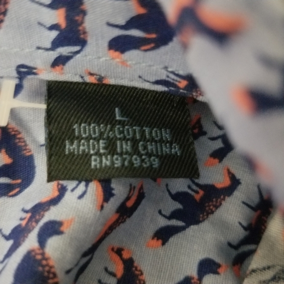 Charleston Threads Cotton All Over Fox Print Preppy Button Down LS Shirt - Picture 8 of 11